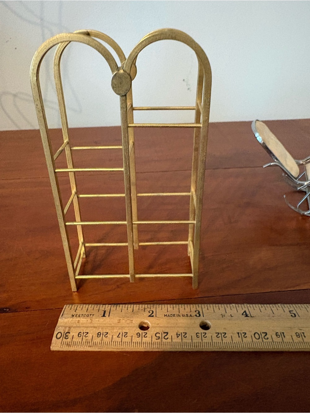 Miniature Metal Rocking Chair & Gold Rack Dollhouse Furniture - Picture 7 of 9